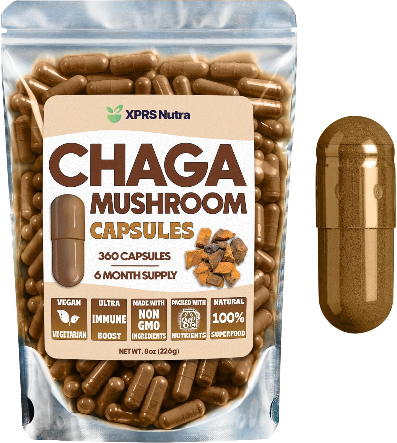 Chaga Mushroom Powder Capsules