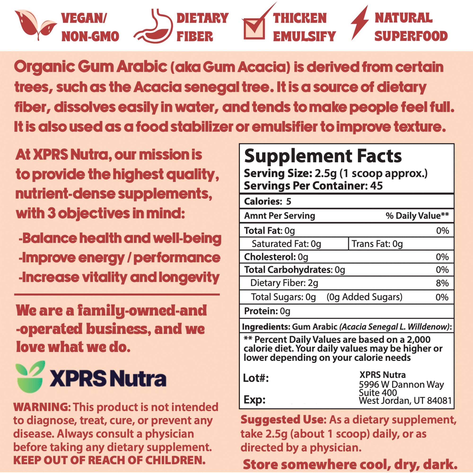 Gum Arabic (Acacia Gum) Powder