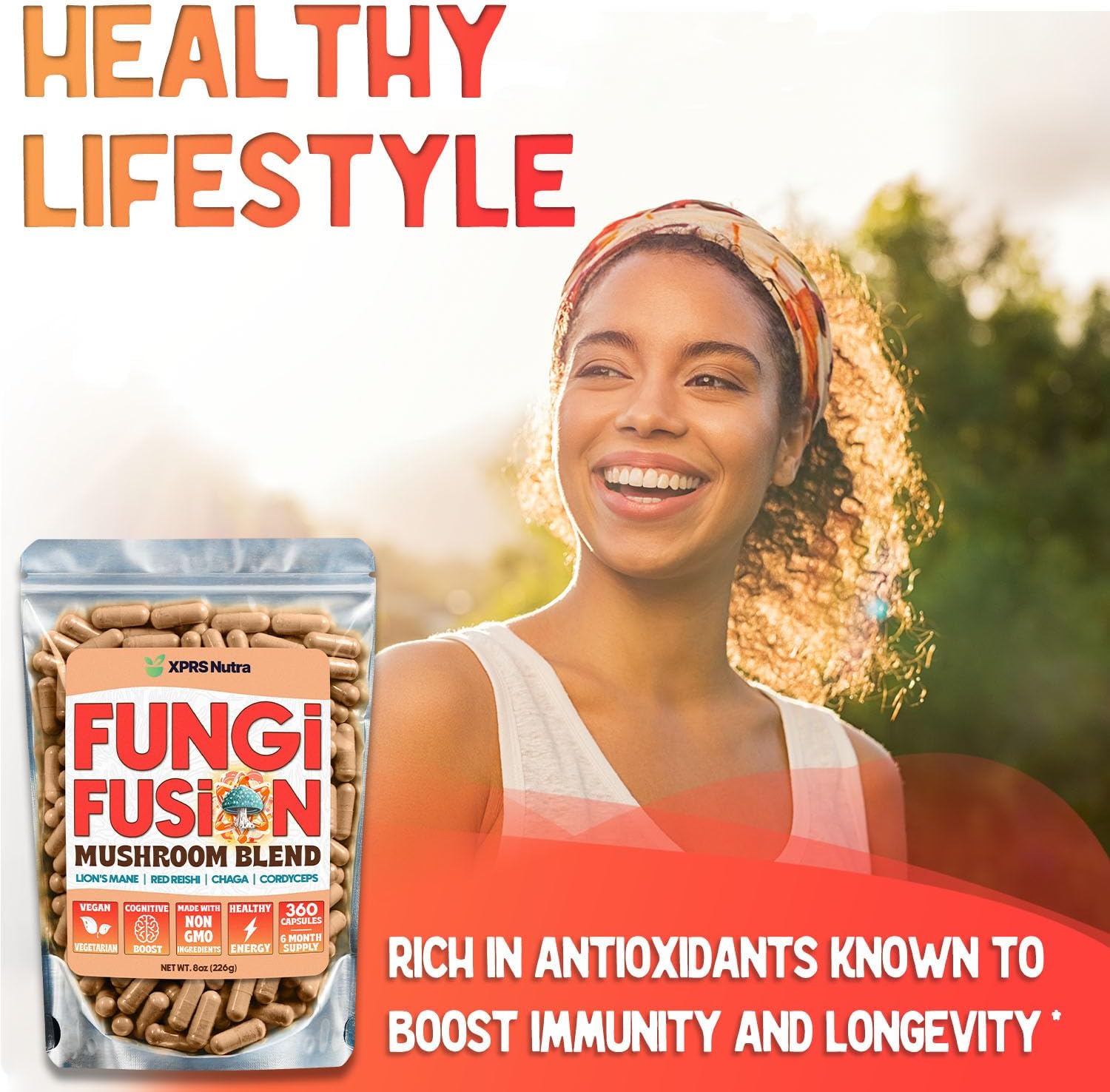 Fungi Fusion Mushroom Blend Capsules - Lion's Mane, Reishi, Chaga, Cordyceps