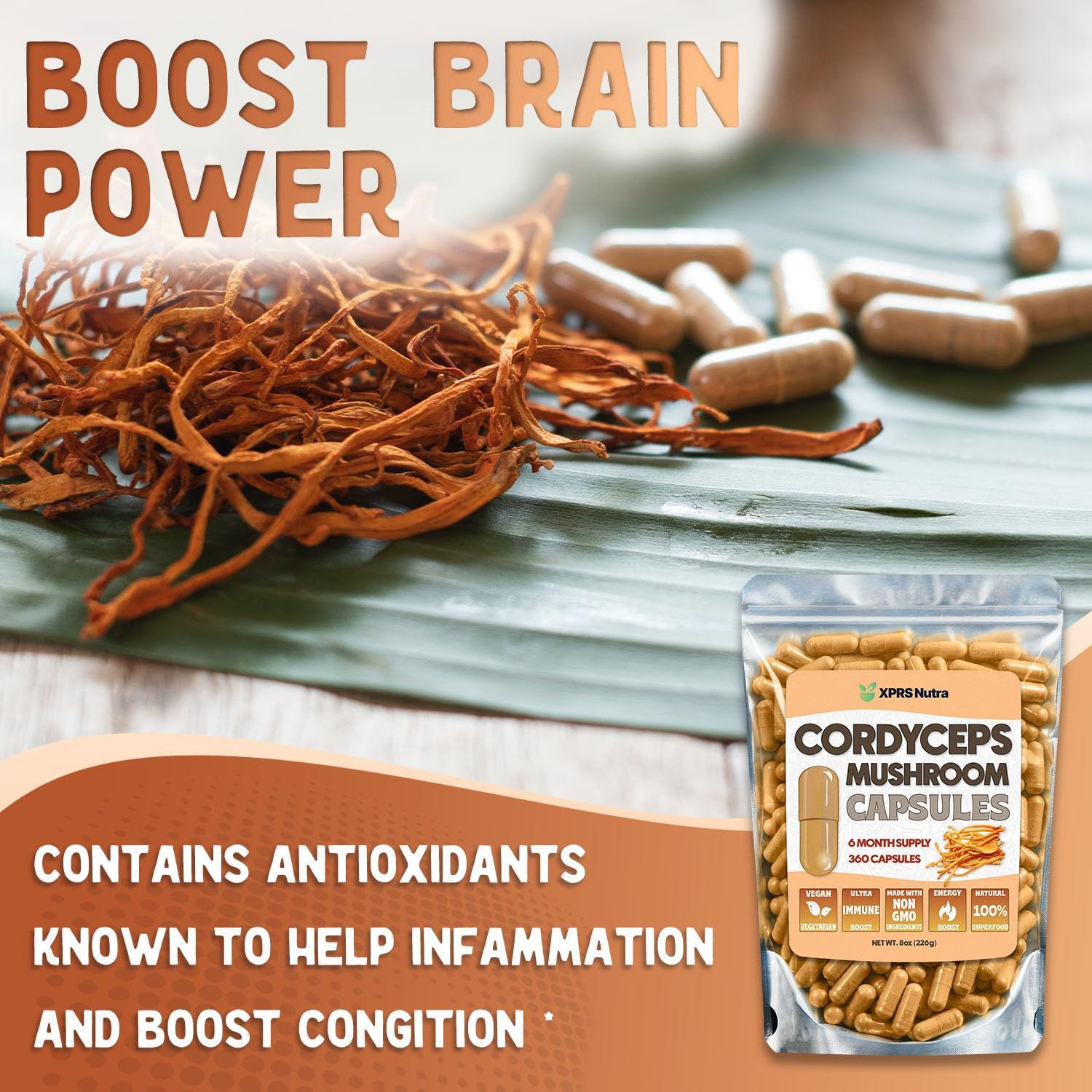 Cordyceps Mushroom Powder Capsules