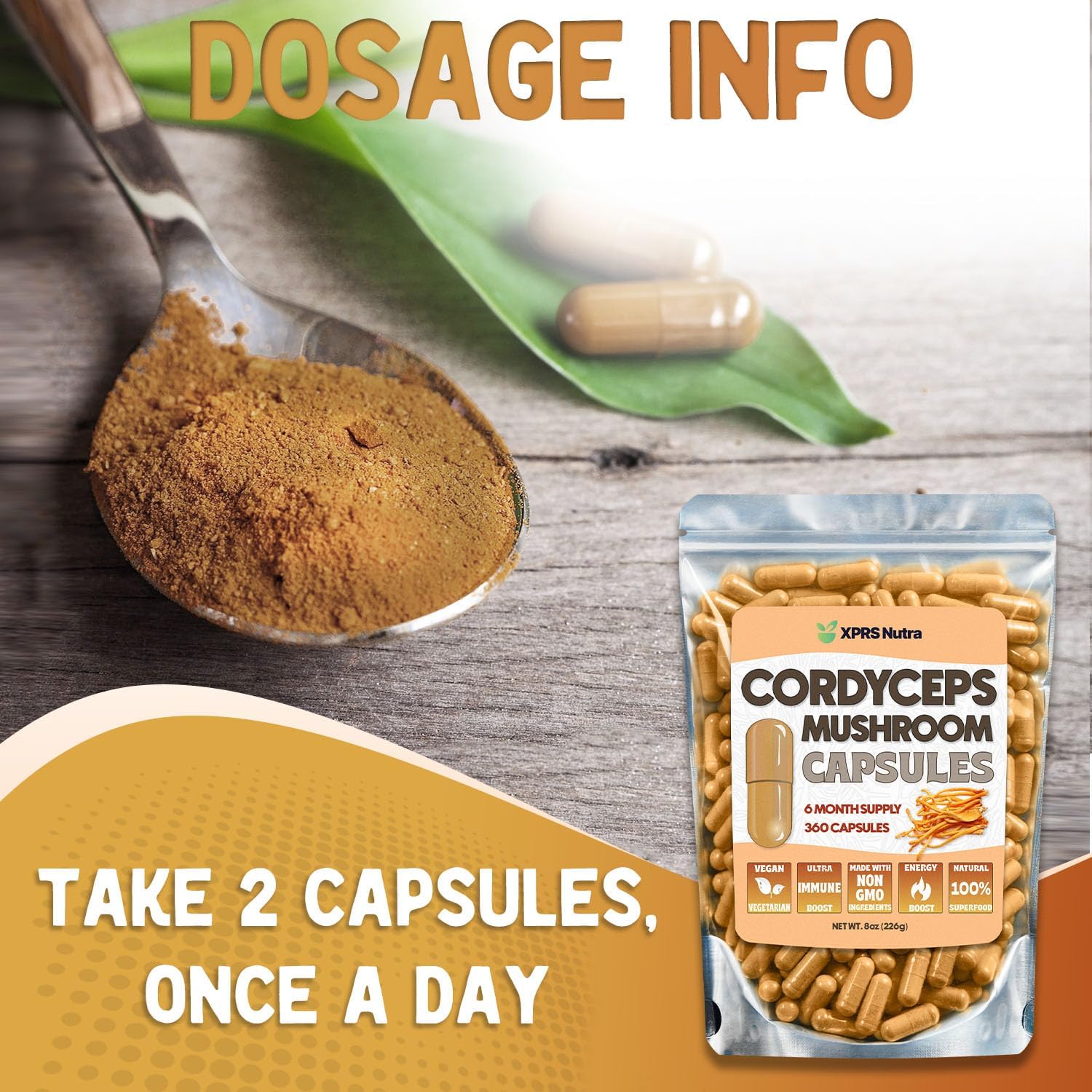 Cordyceps Mushroom Powder Capsules