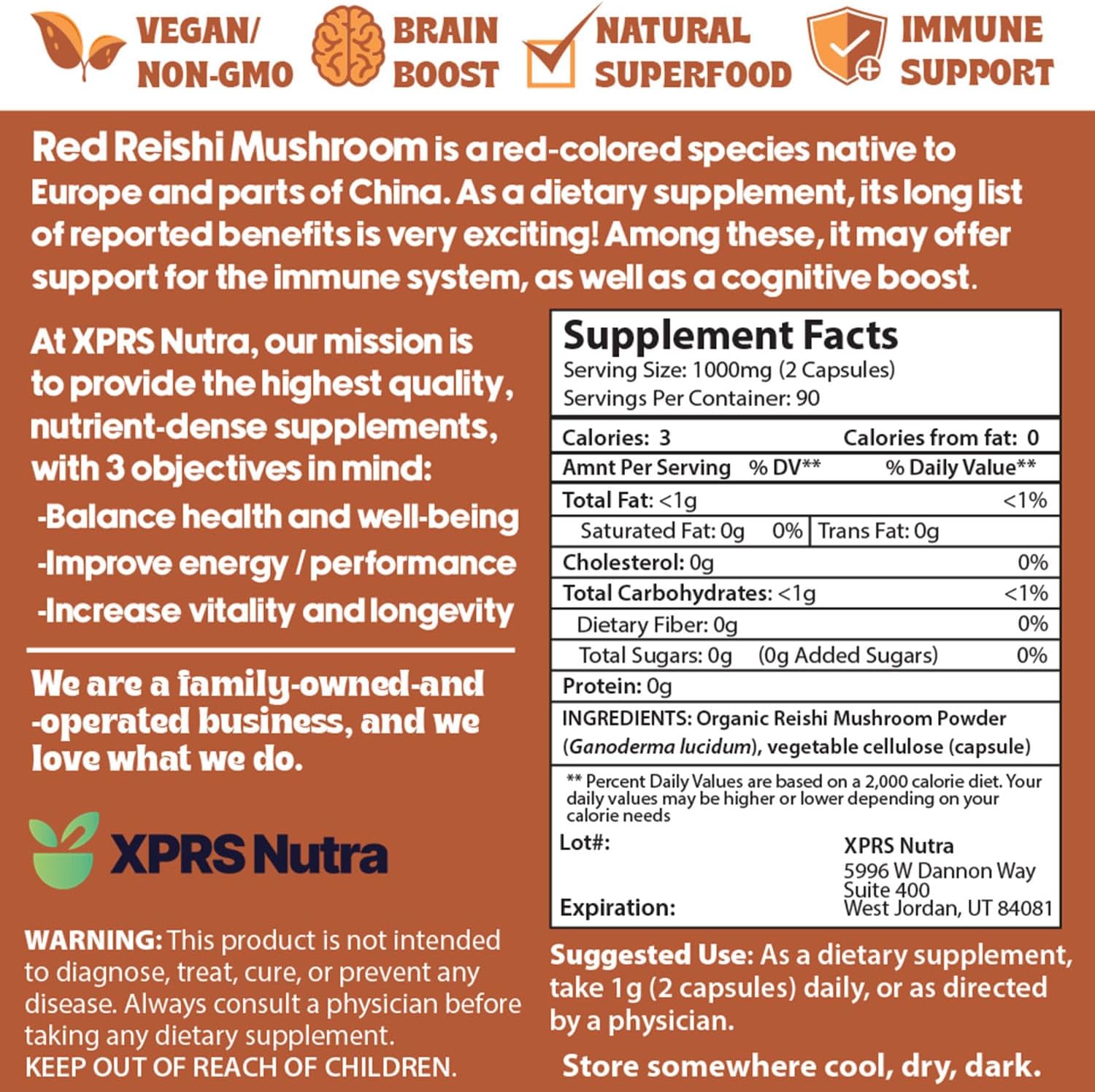 Red Reishi Mushroom Powder Capsules