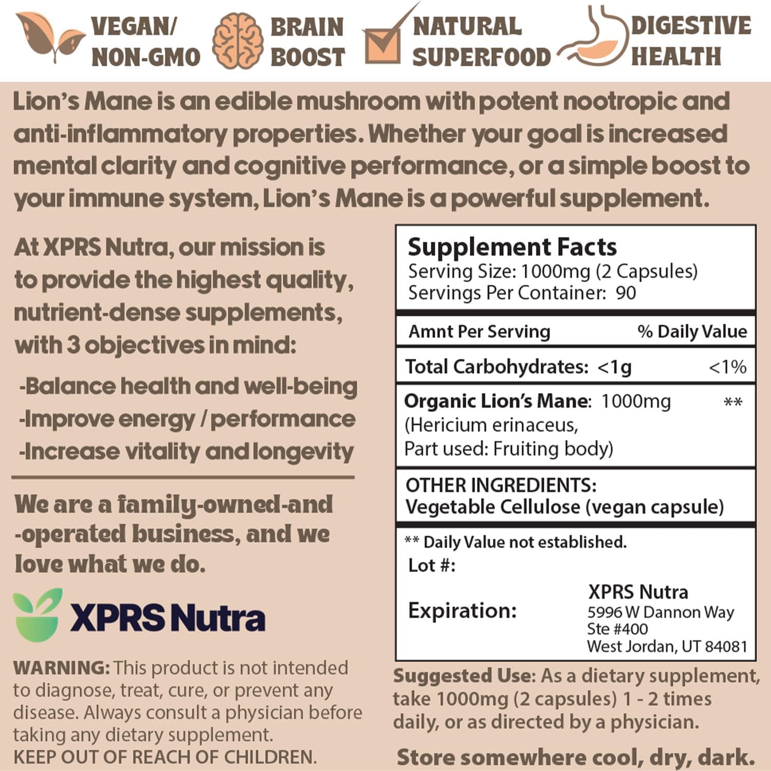 Lion's Mane Mushroom Powder Capsules