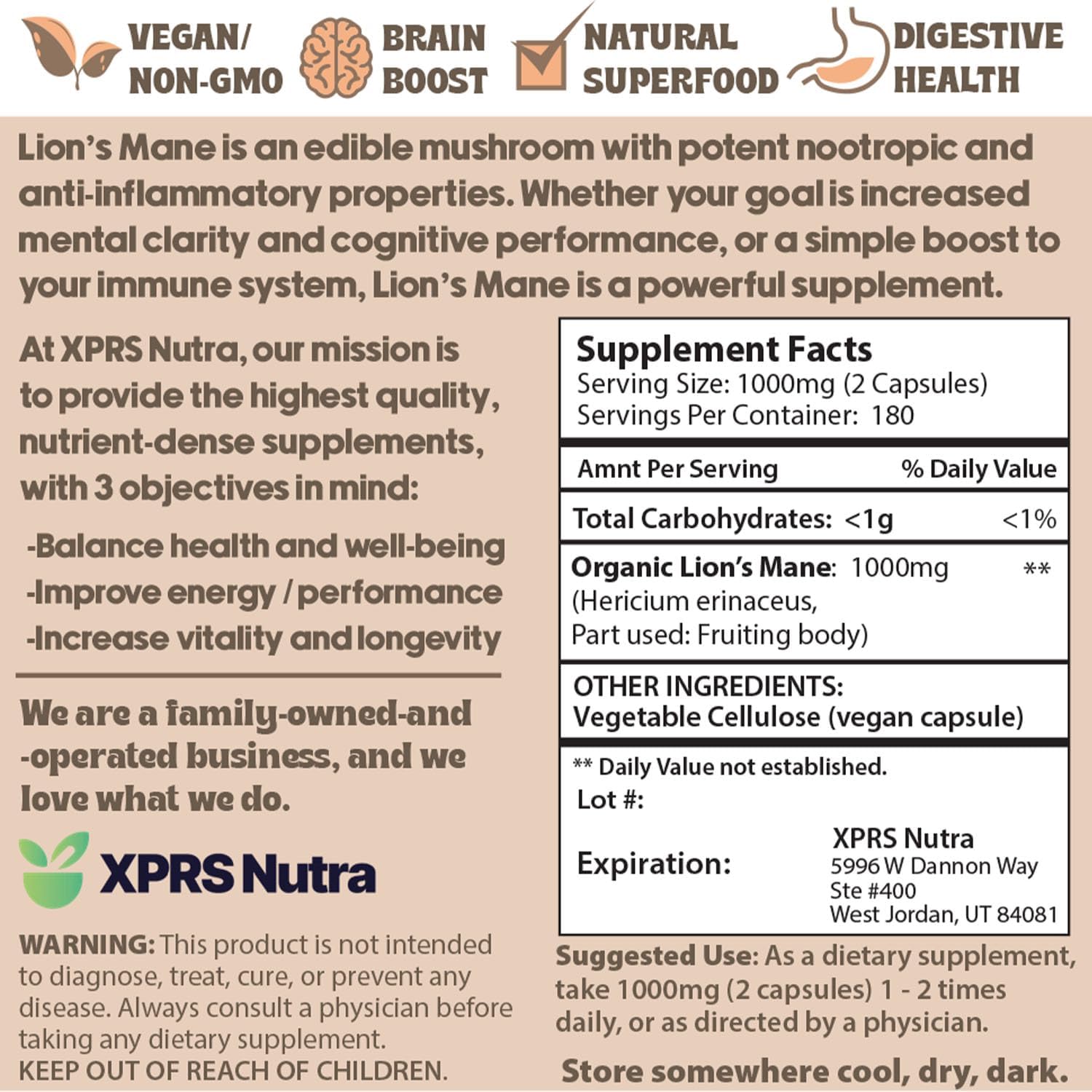 Lion's Mane Mushroom Powder Capsules