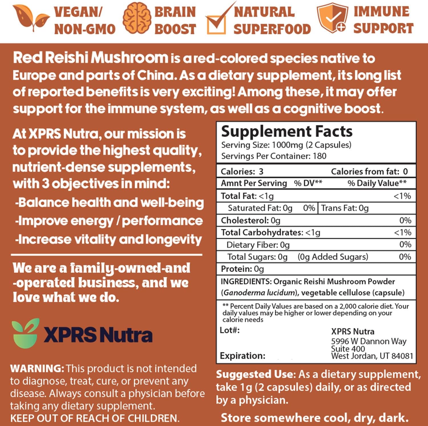 Red Reishi Mushroom Powder Capsules