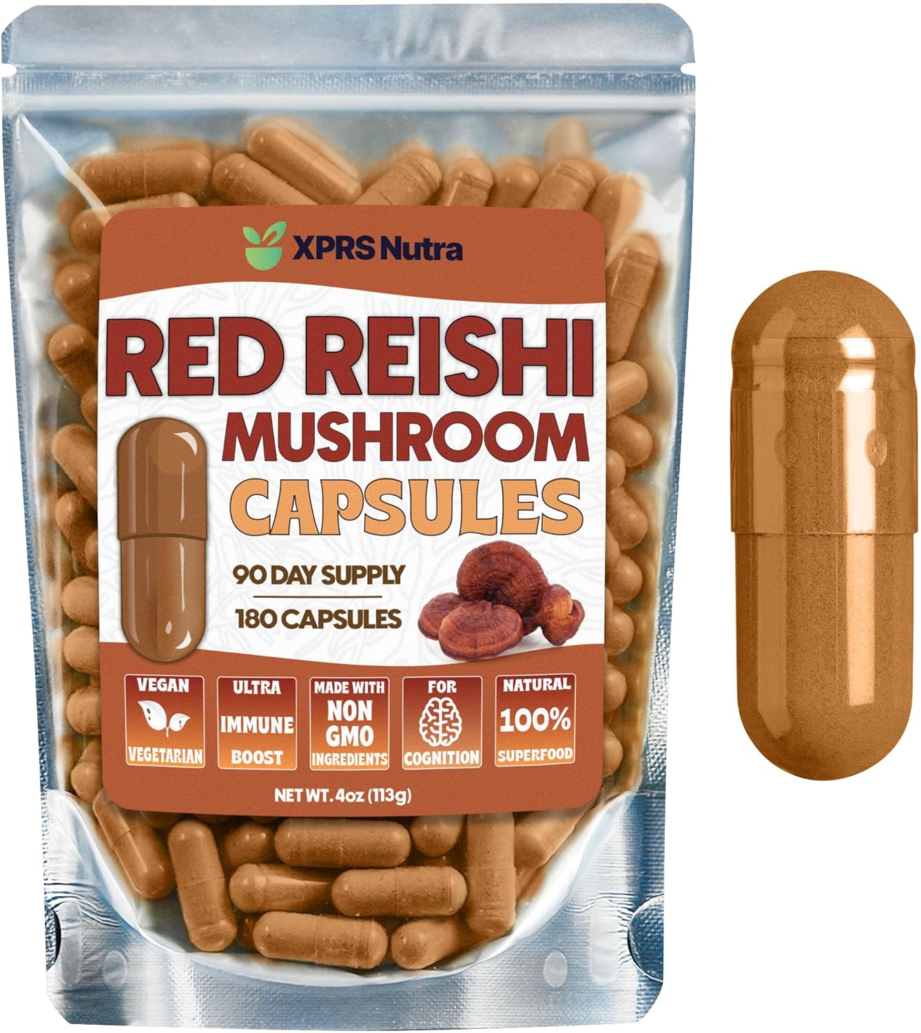 Red Reishi Mushroom Powder Capsules
