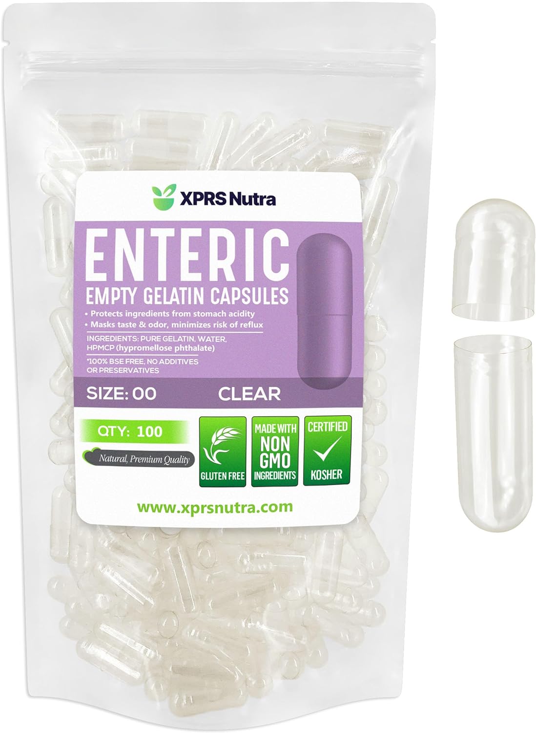 Empty Clear Enteric Coated Gelatin Capsules