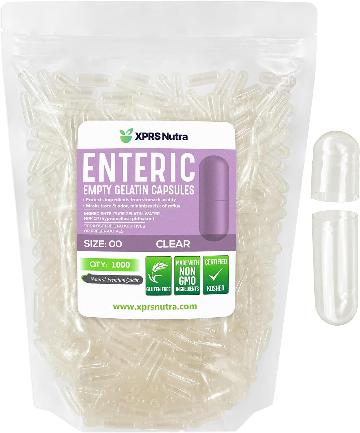Empty Clear Enteric Coated Gelatin Capsules