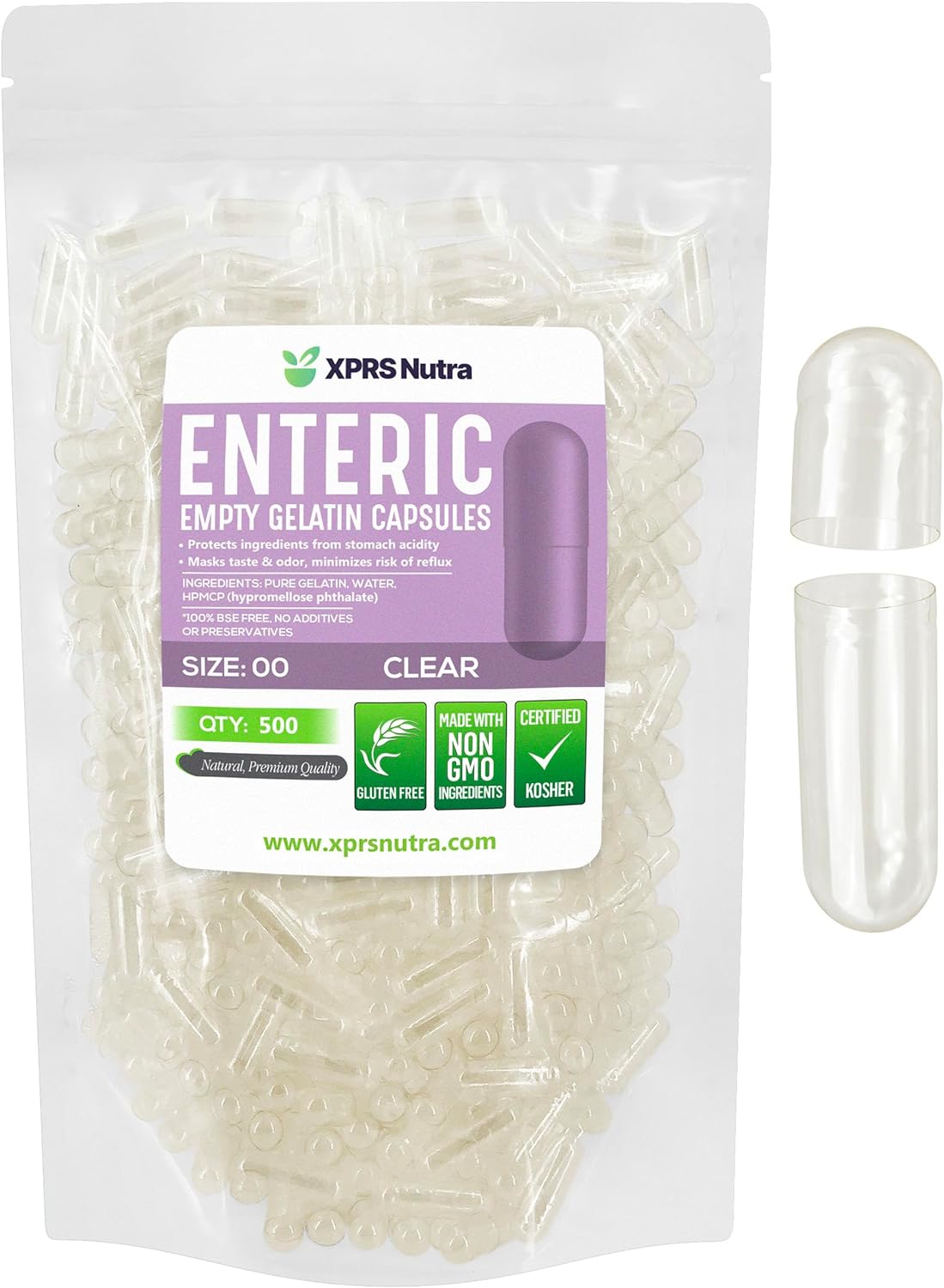 Empty Clear Enteric Coated Gelatin Capsules