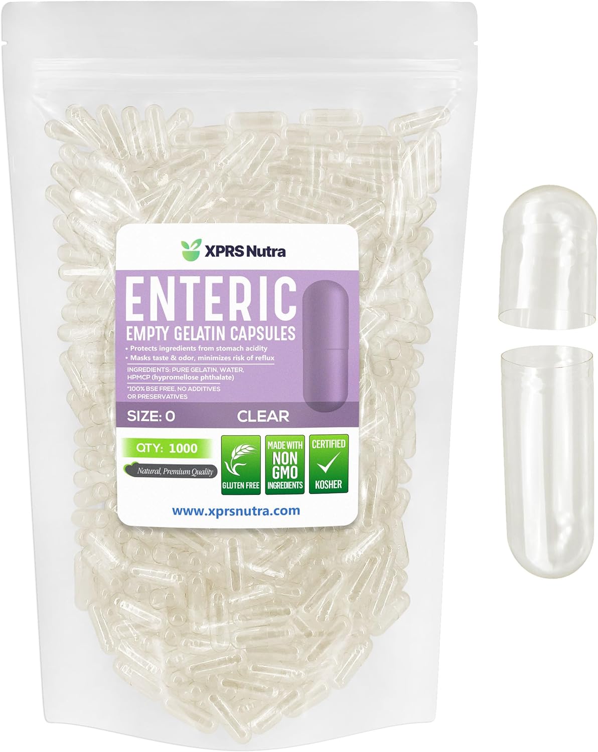 Empty Clear Enteric Coated Gelatin Capsules