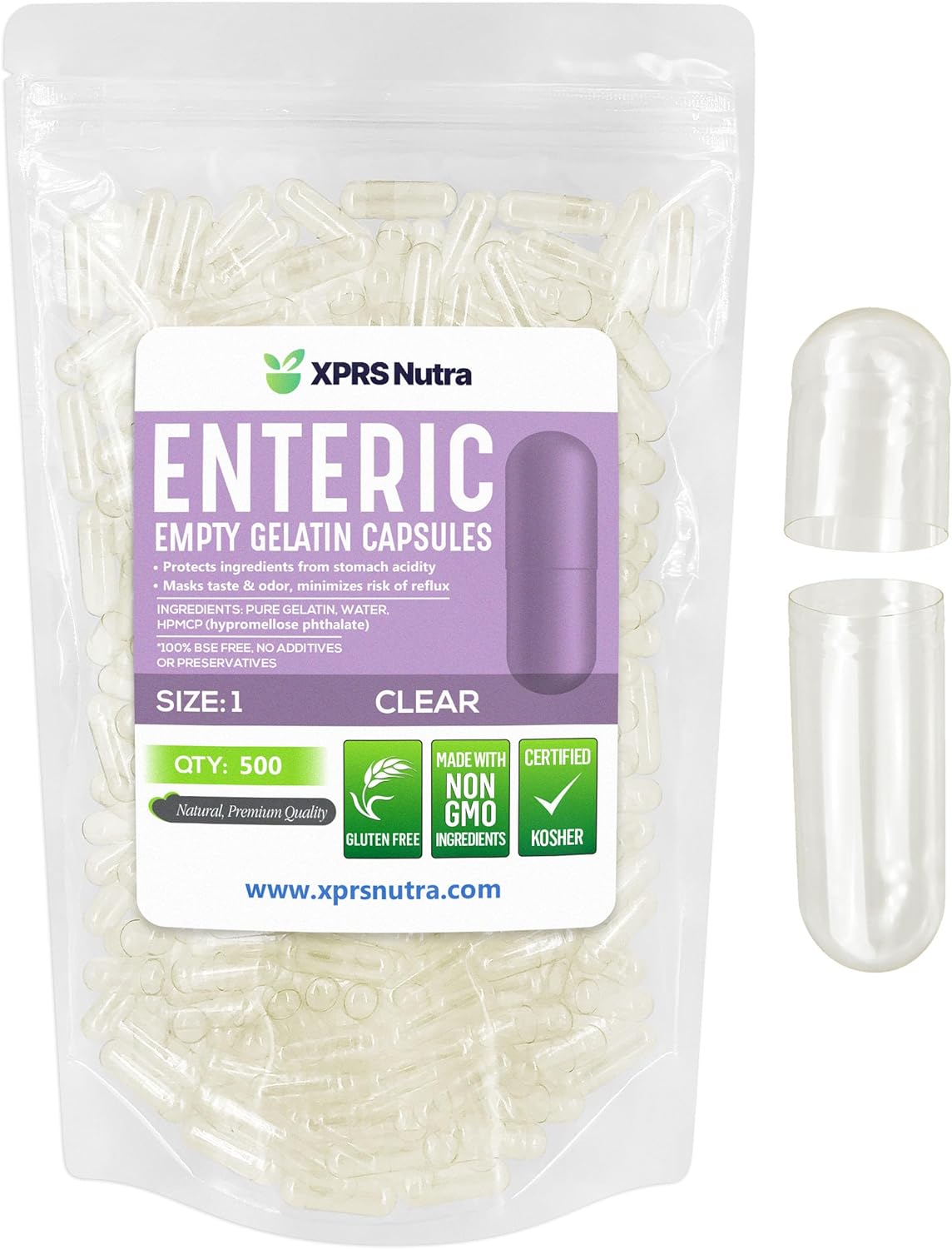 Empty Clear Enteric Coated Gelatin Capsules