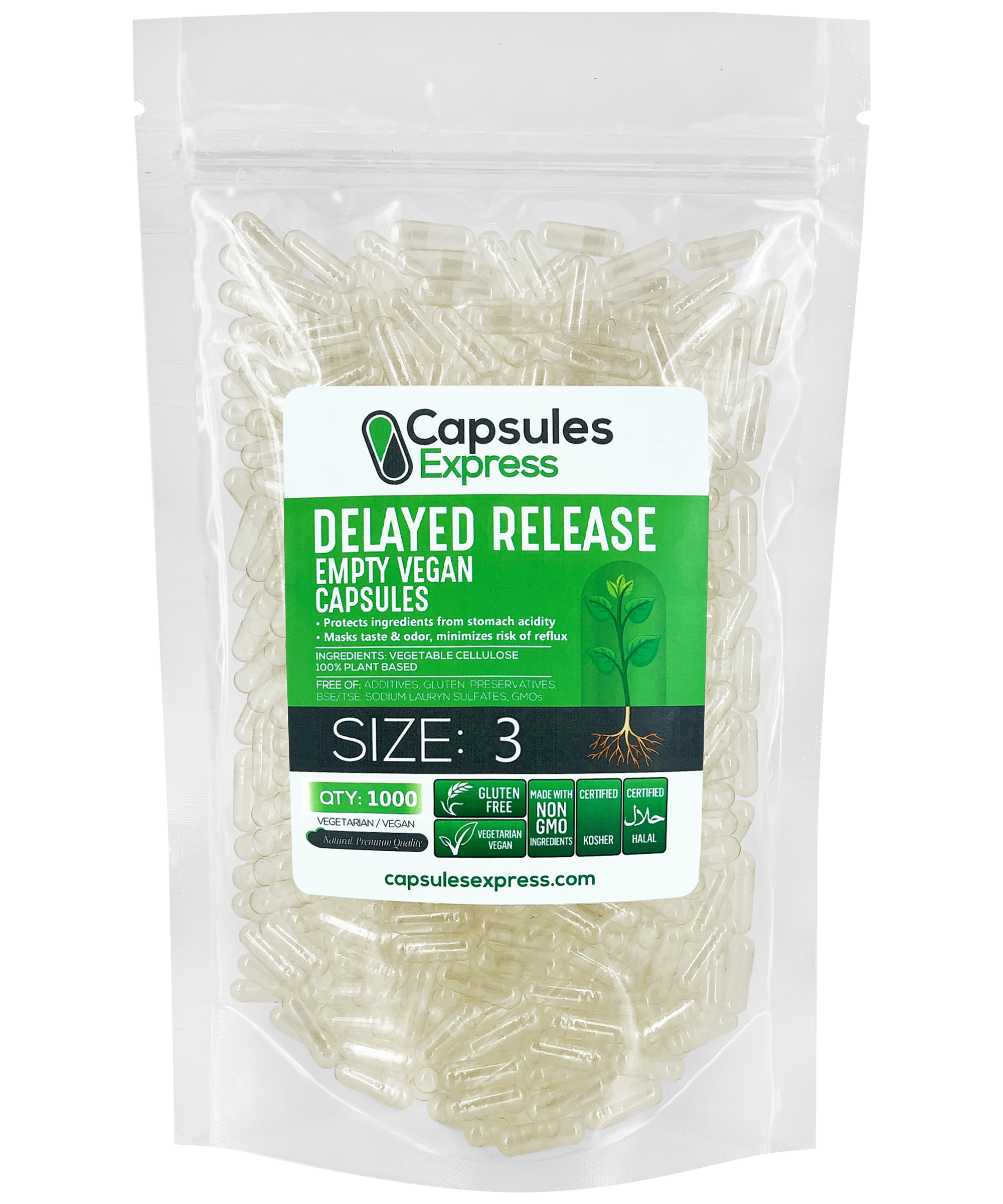 Clear Delayed Release Empty Vegan Capsules