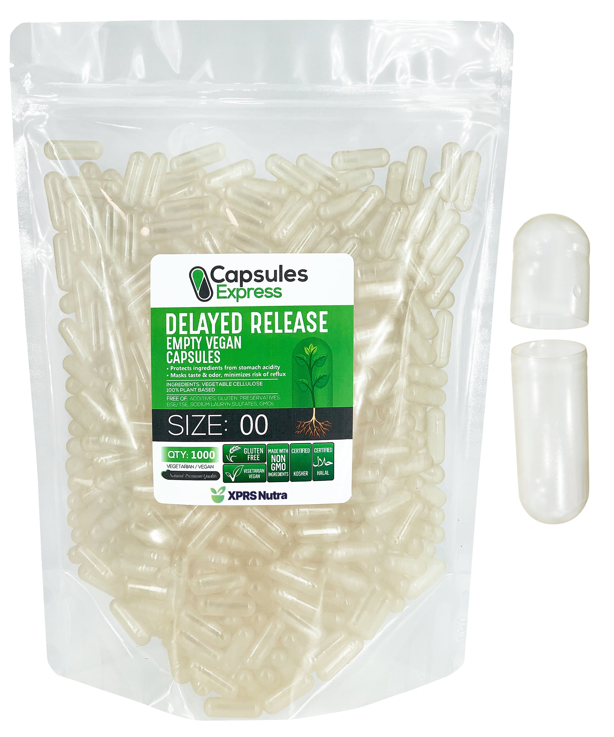 Clear Delayed Release Empty Vegan Capsules