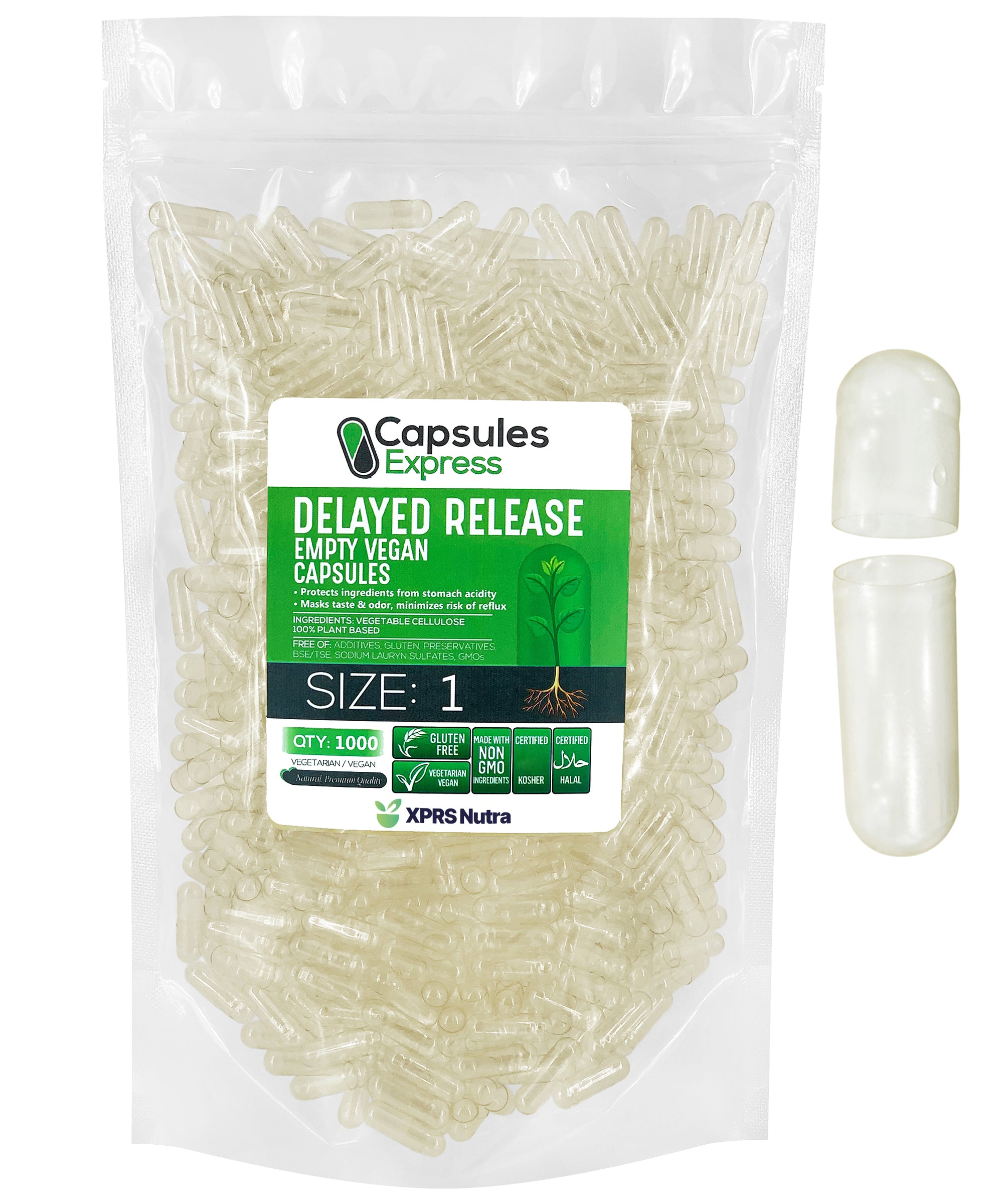 Clear Delayed Release Empty Vegan Capsules