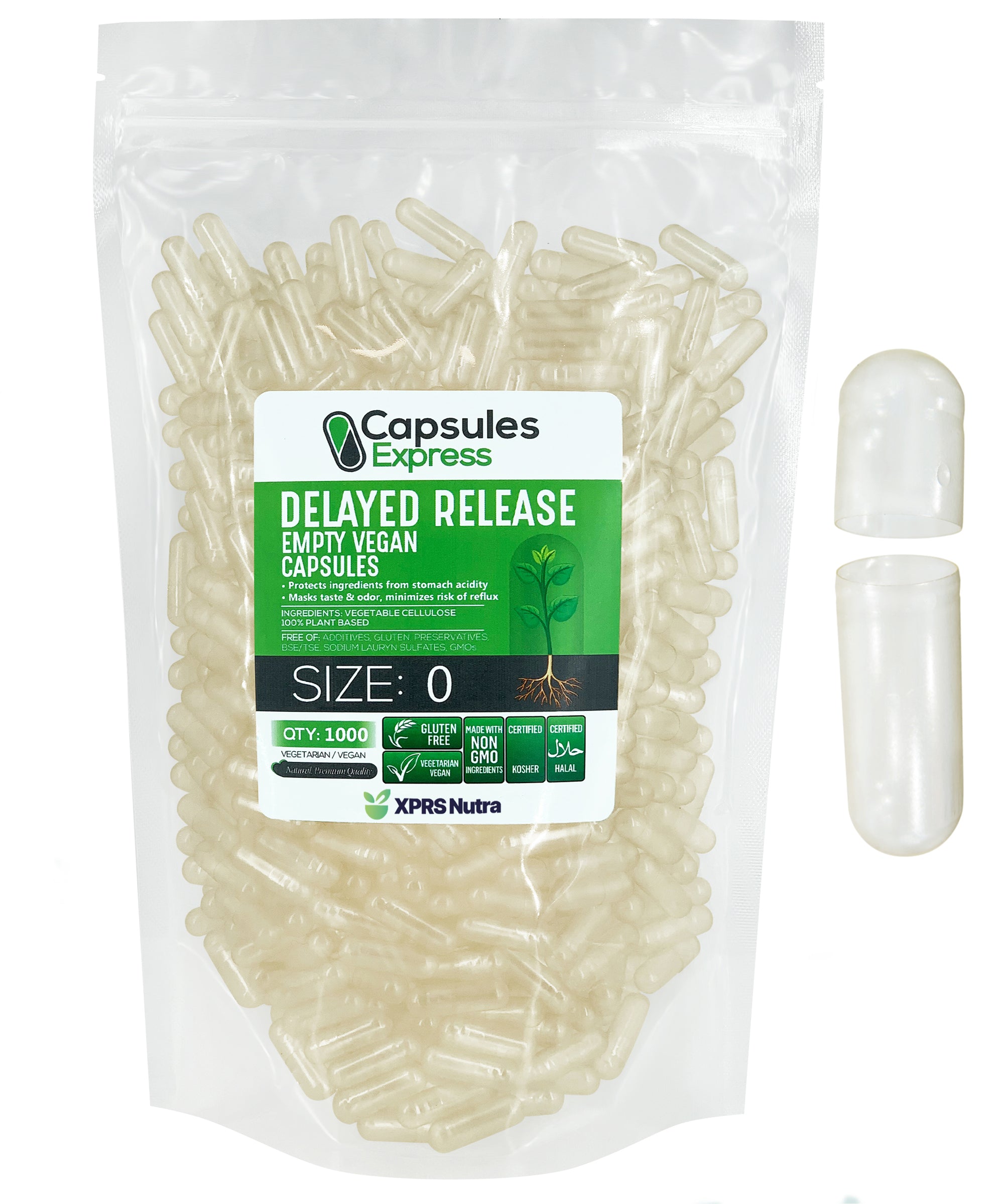 Clear Delayed Release Empty Vegan Capsules