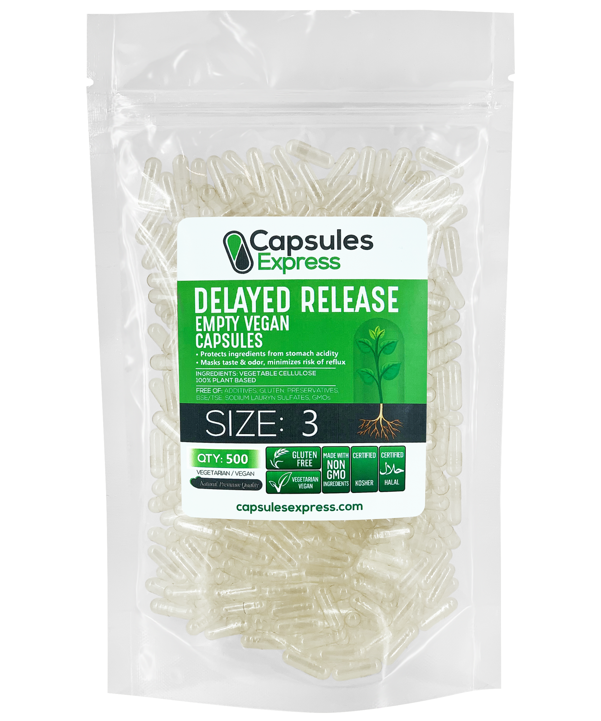 Clear Delayed Release Empty Vegan Capsules