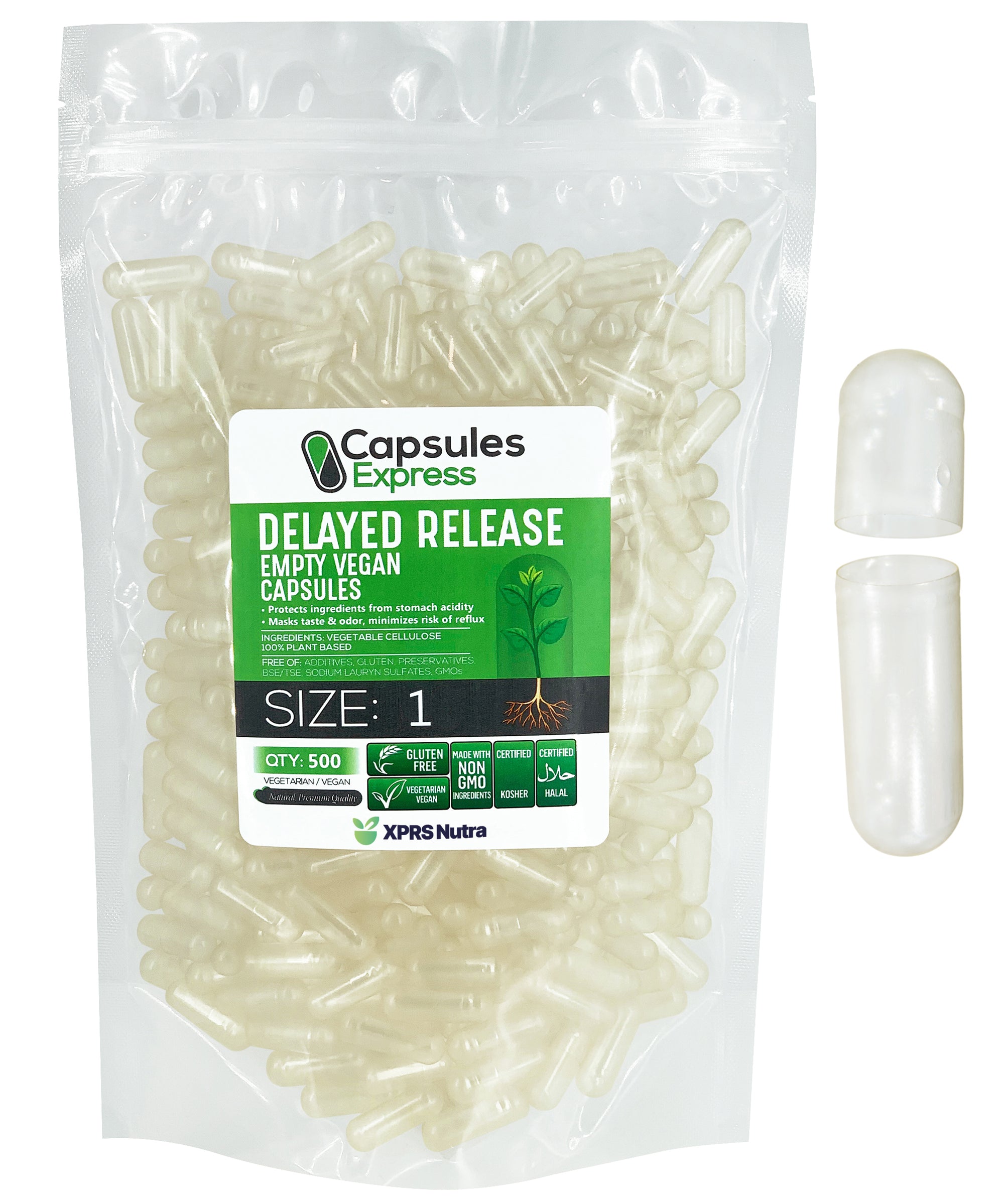 Clear Delayed Release Empty Vegan Capsules