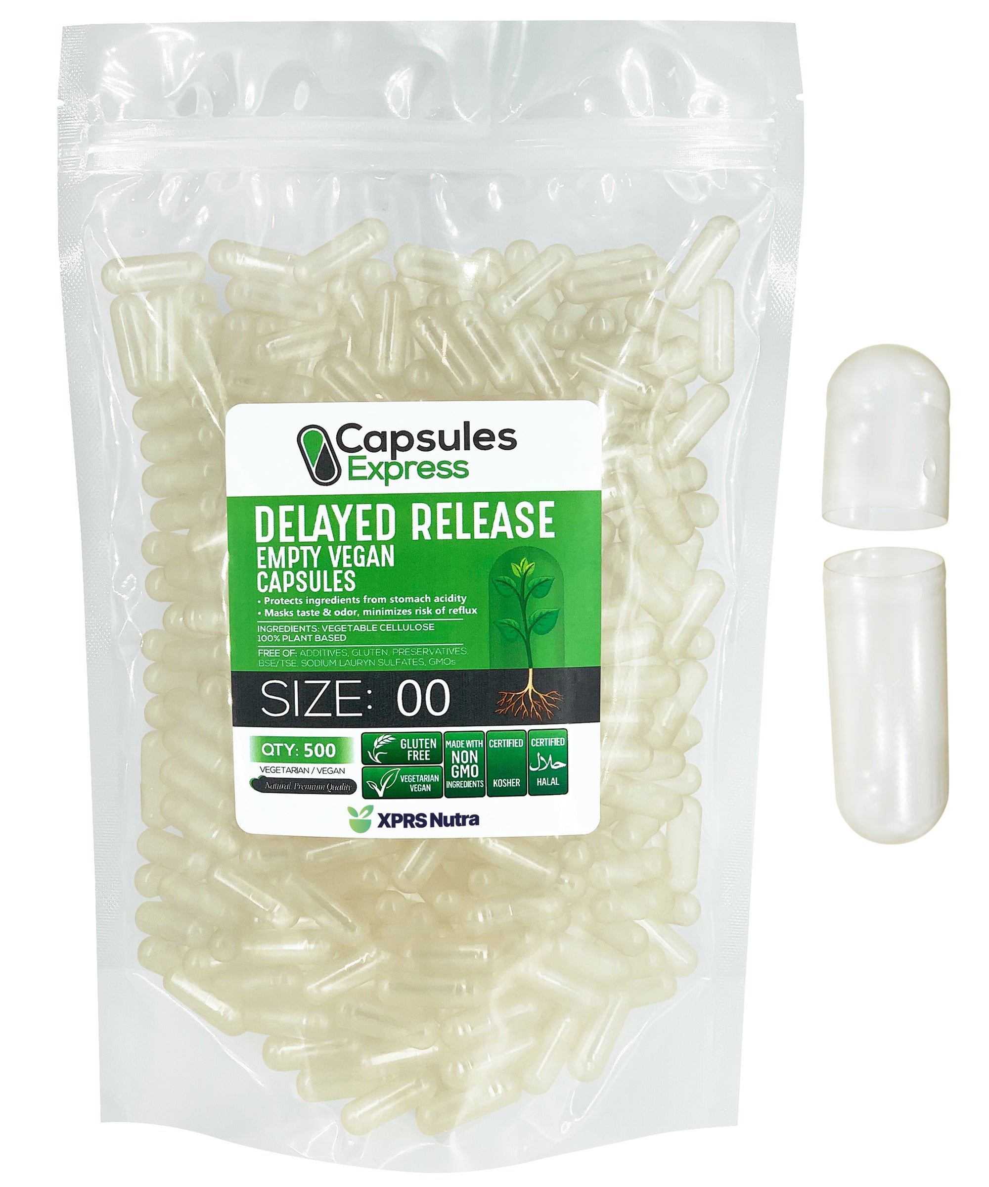 Clear Delayed Release Empty Vegan Capsules