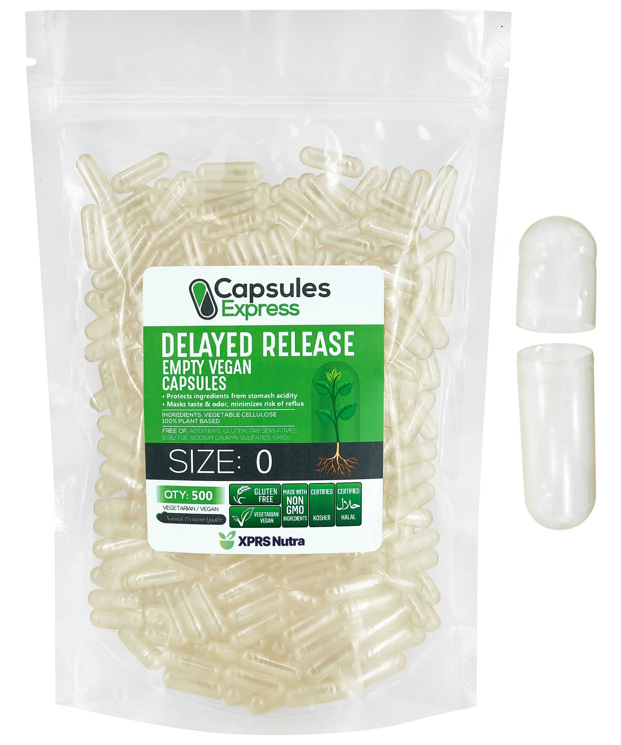 Clear Delayed Release Empty Vegan Capsules