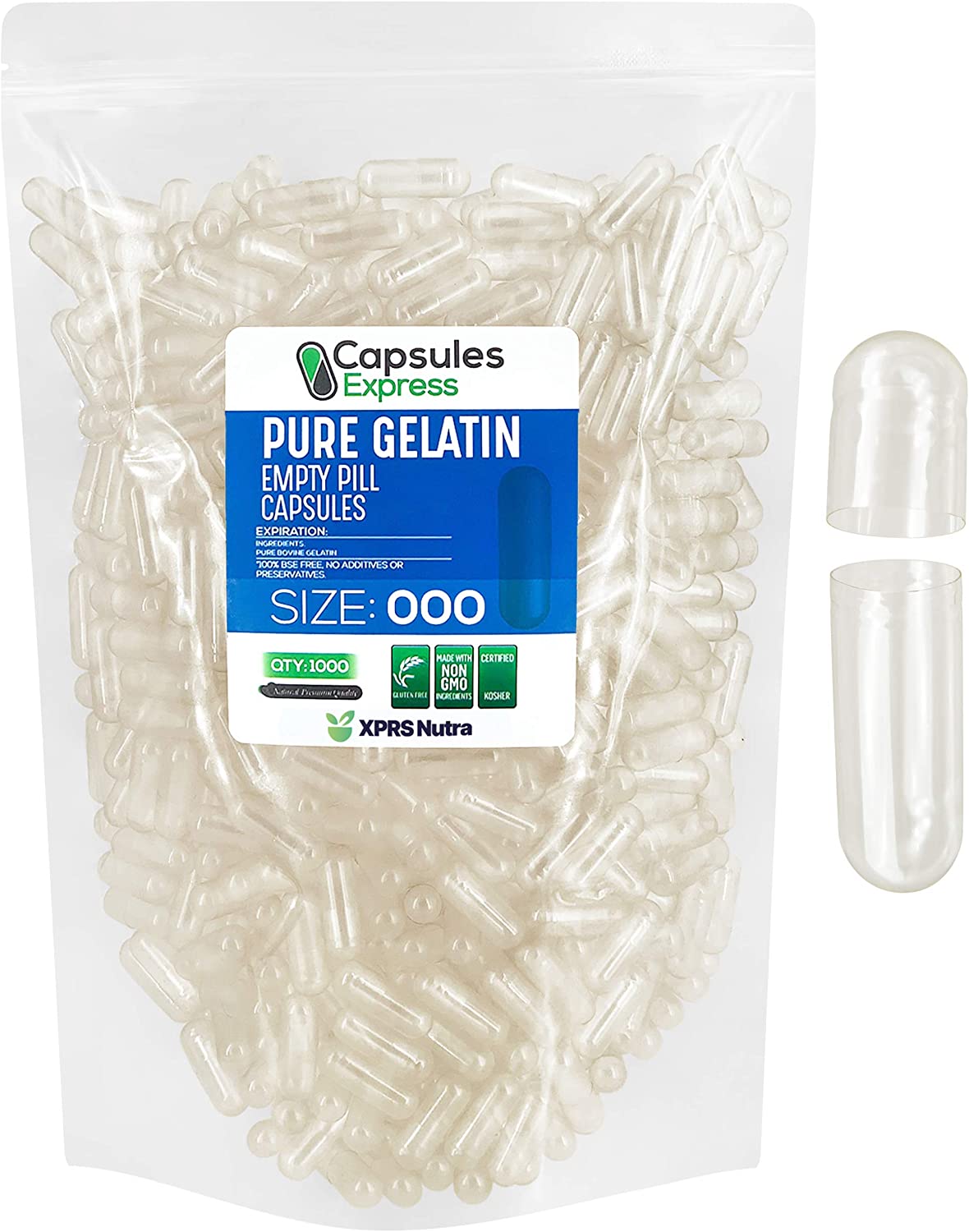 Size 000 Empty Gelatin Capsules