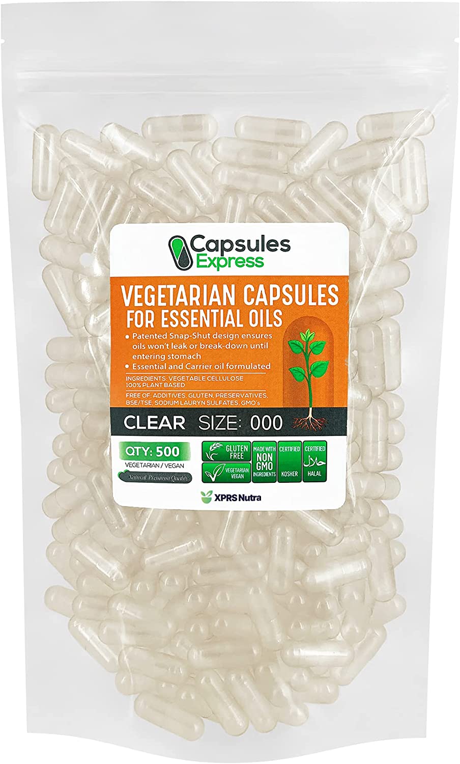Size 000 Clear Empty Vegan Capsules for Essential Oils