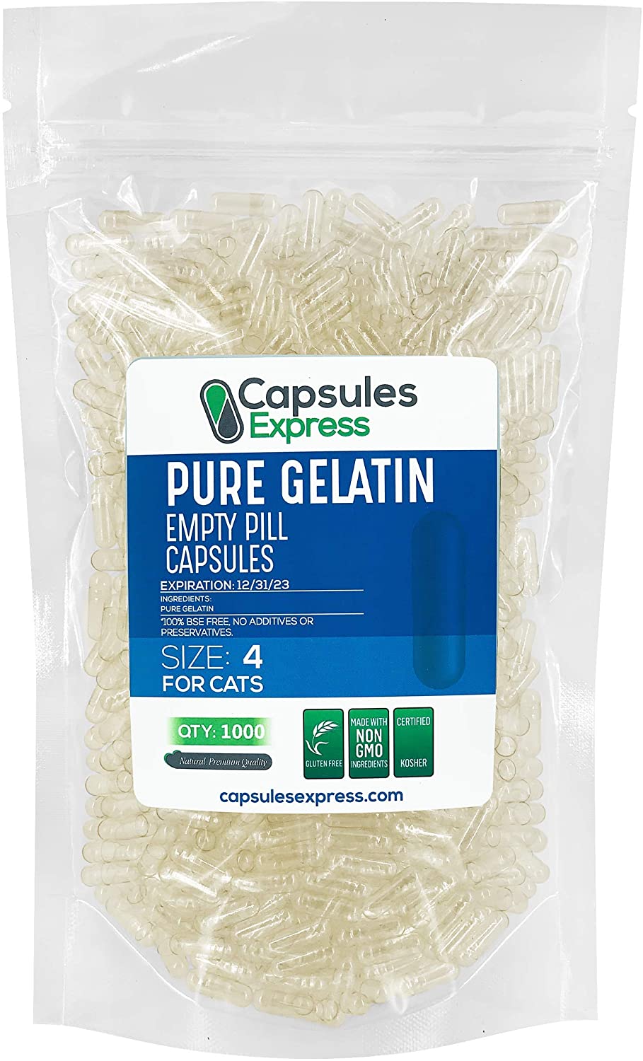 Size 4 Clear Empty Gelatin Capsules For Cats - Capsules Express