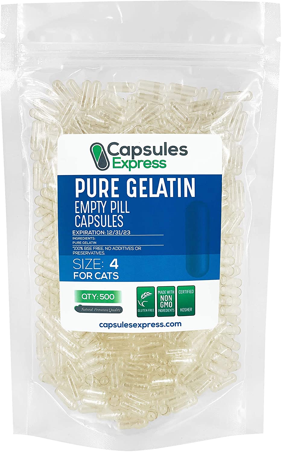 Size 4 Clear Empty Gelatin Capsules For Cats - Capsules Express