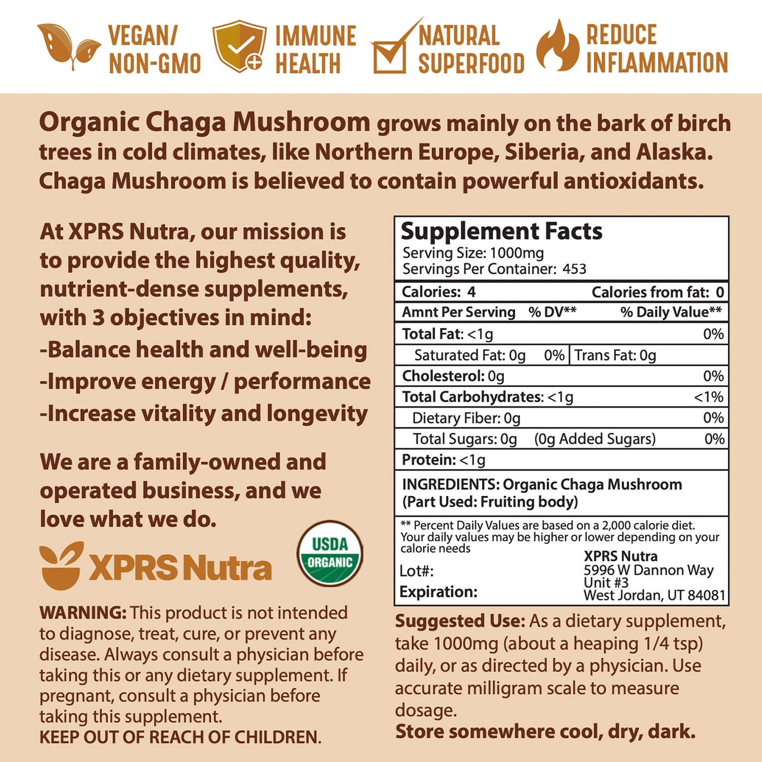 Organic Chaga Mushroom Powder