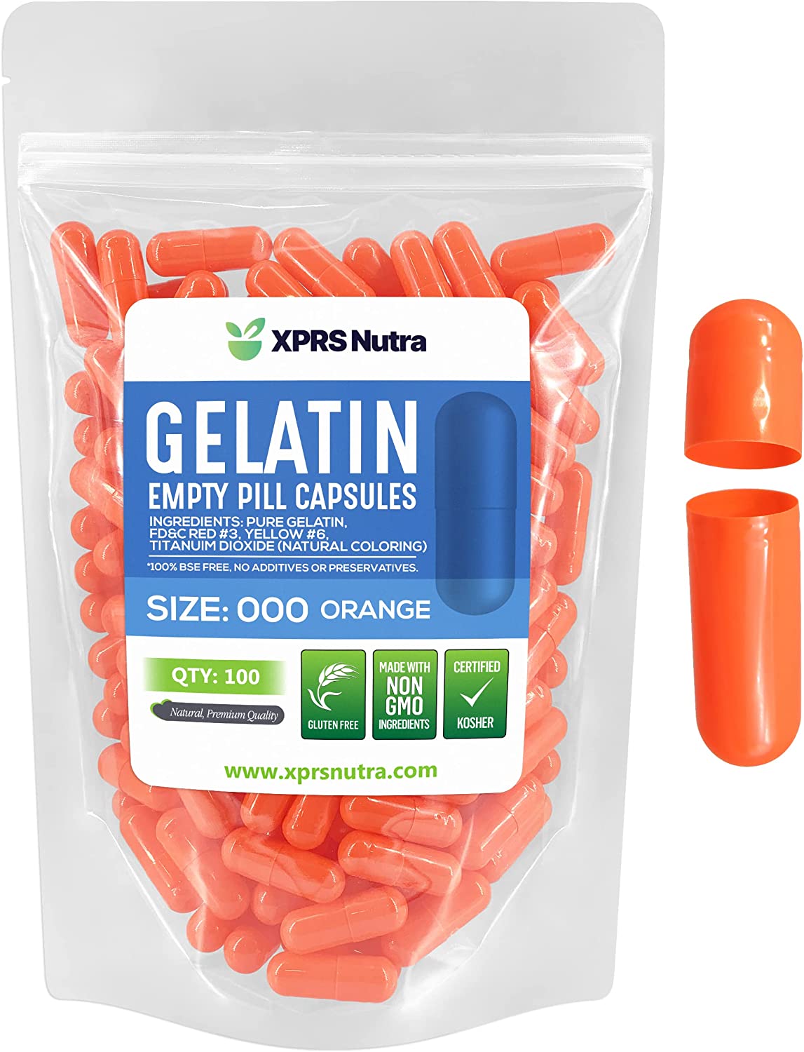 Size 000 Empty Gelatin Capsules