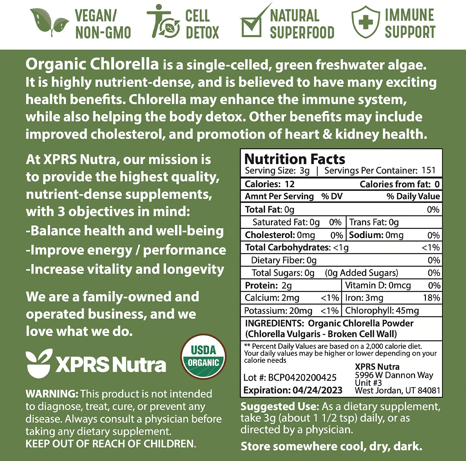 Organic Chlorella Powder
