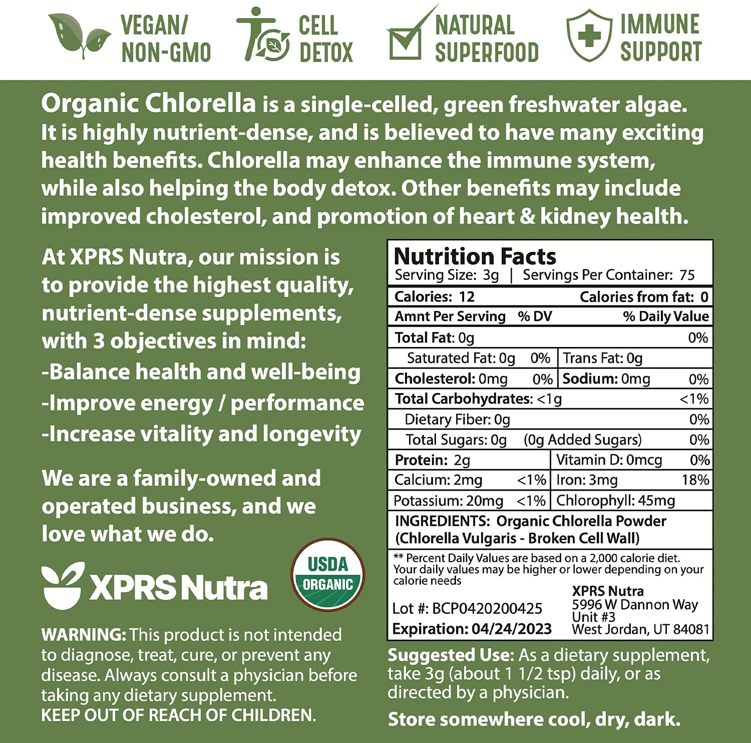 Organic Chlorella Powder