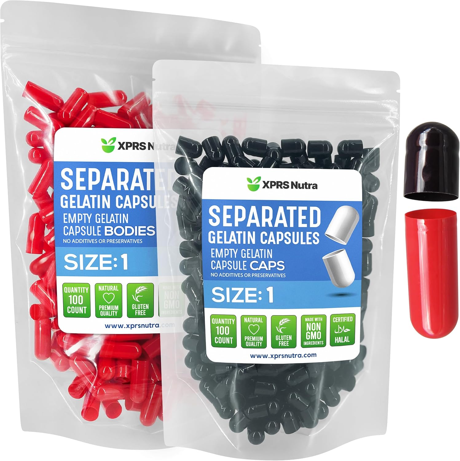 Size 1 Separated Empty Gelatin Capsules