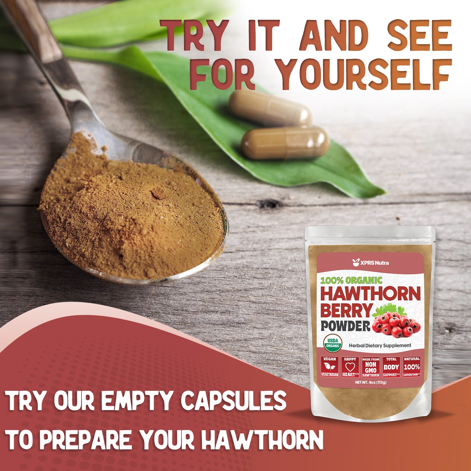 Organic Hawthorn Berry Powder