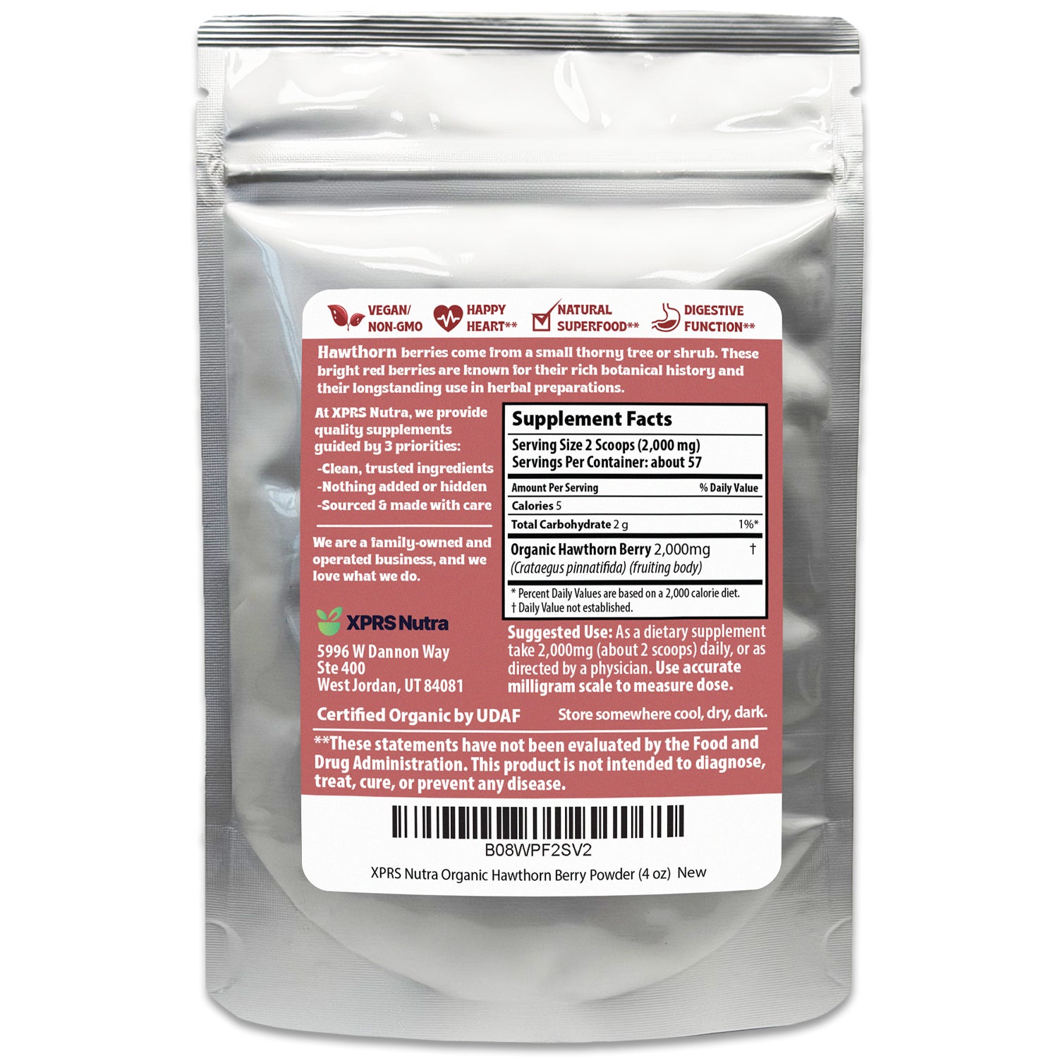 Organic Hawthorn Berry Powder