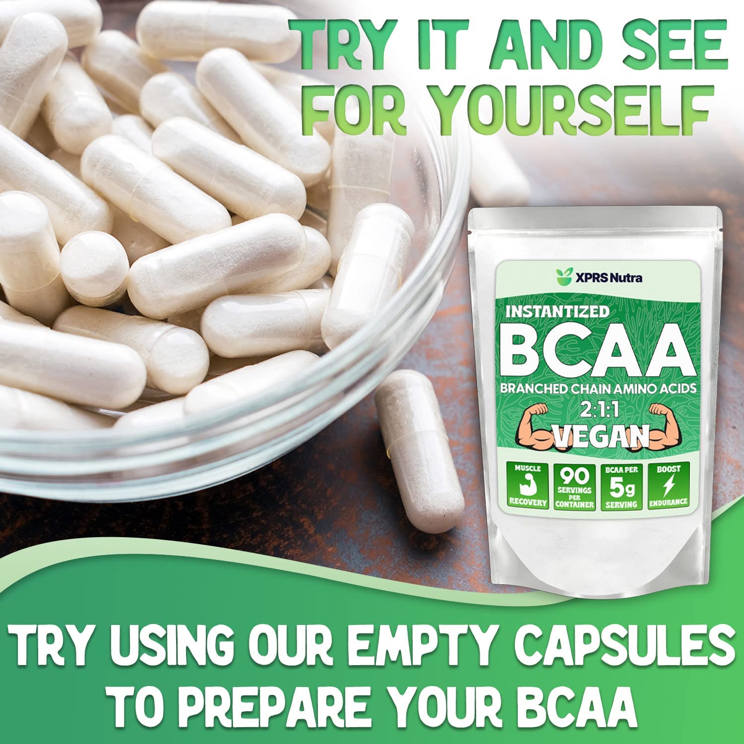 Instantized BCAA Branched Chain Amino Acids Powder 2:1:1