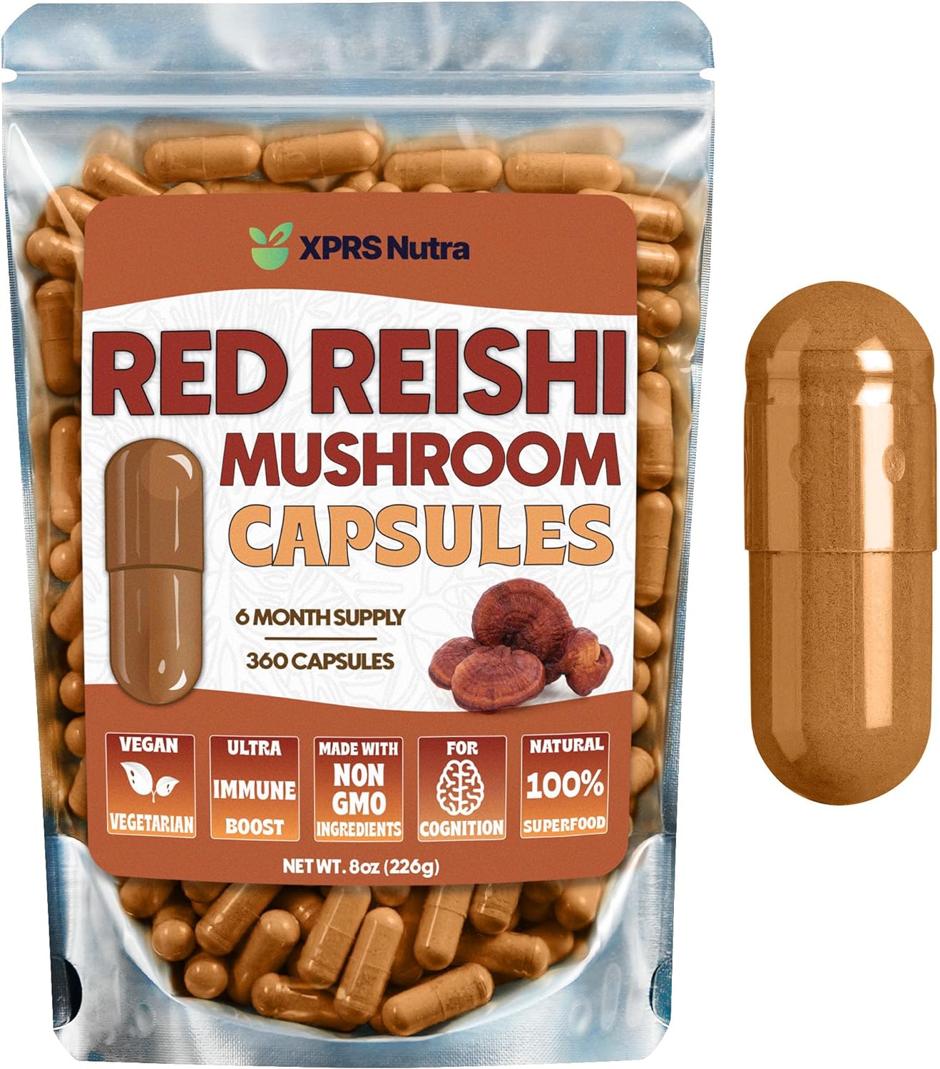 Red Reishi Mushroom Powder Capsules