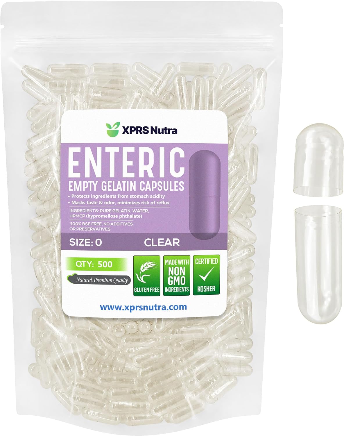 Empty Clear Enteric Coated Gelatin Capsules