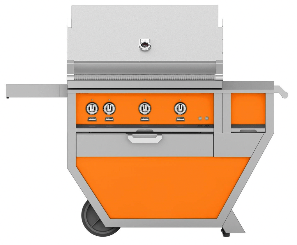 Hestan GMBR36CX-LP-OR 36" Propane Freestanding Grill on Deluxe Cart CITRA COLOR