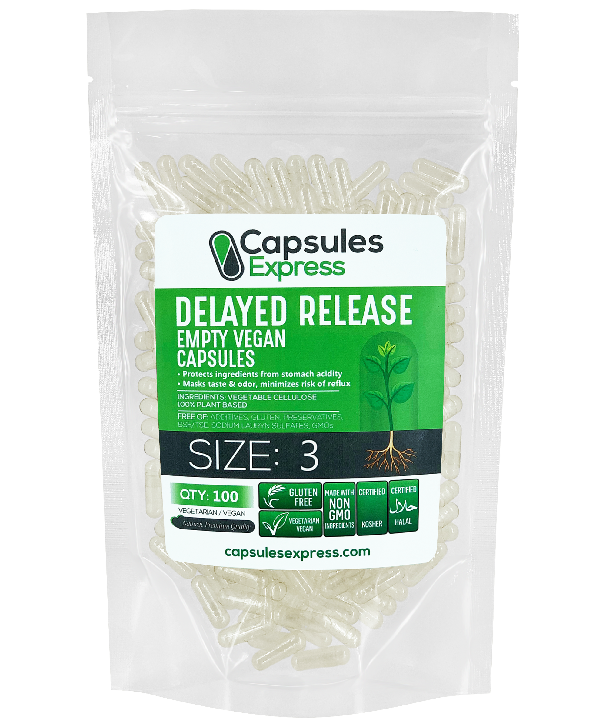 Clear Delayed Release Empty Vegan Capsules