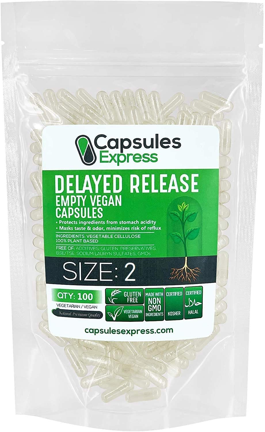 Clear Delayed Release Empty Vegan Capsules