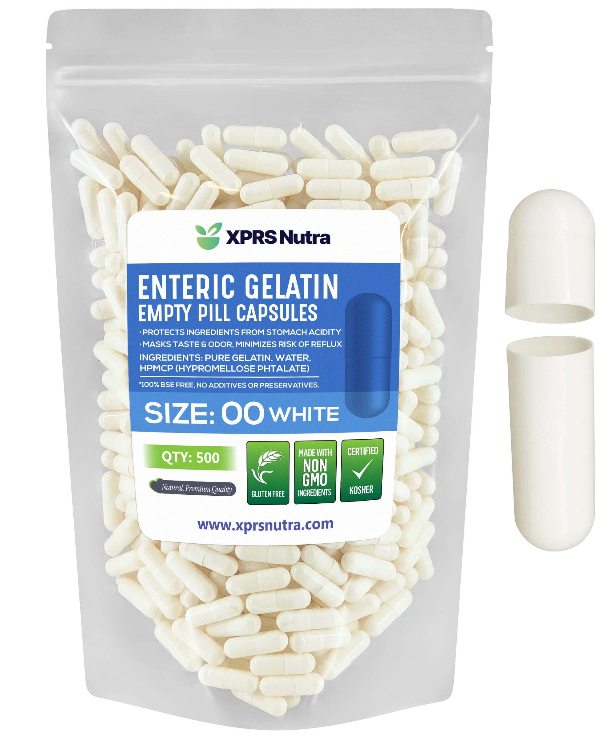 White Enteric Coated Empty Gelatin Capsules