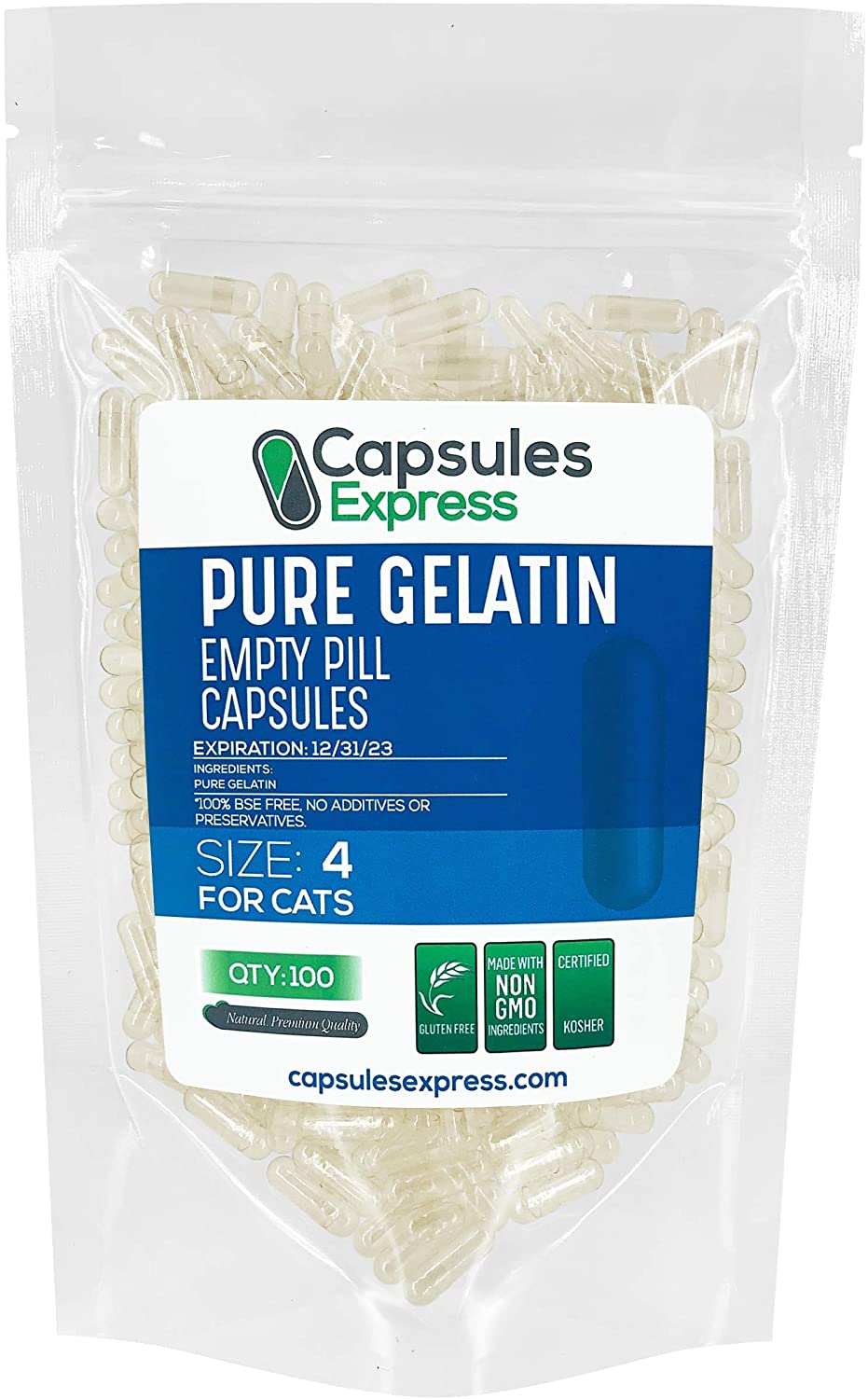 Size 4 Clear Empty Gelatin Capsules For Cats - Capsules Express